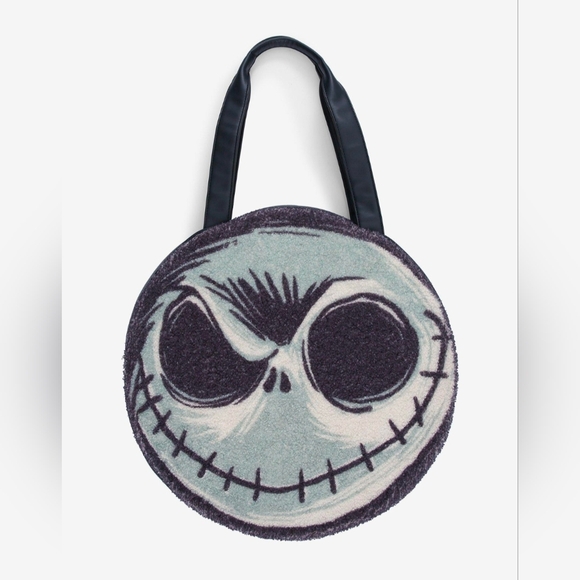 Loungefly Disney Nightmare Before Christmas Nbc Jack Head Sherpa Large Tote Nwt - Picture 2 of 5